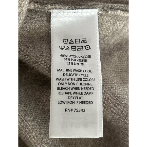 Tahari Women's Sweater XS Beige Brown Zebra Print Mock Neck Pullover Knit Top - Picture 8 of 8